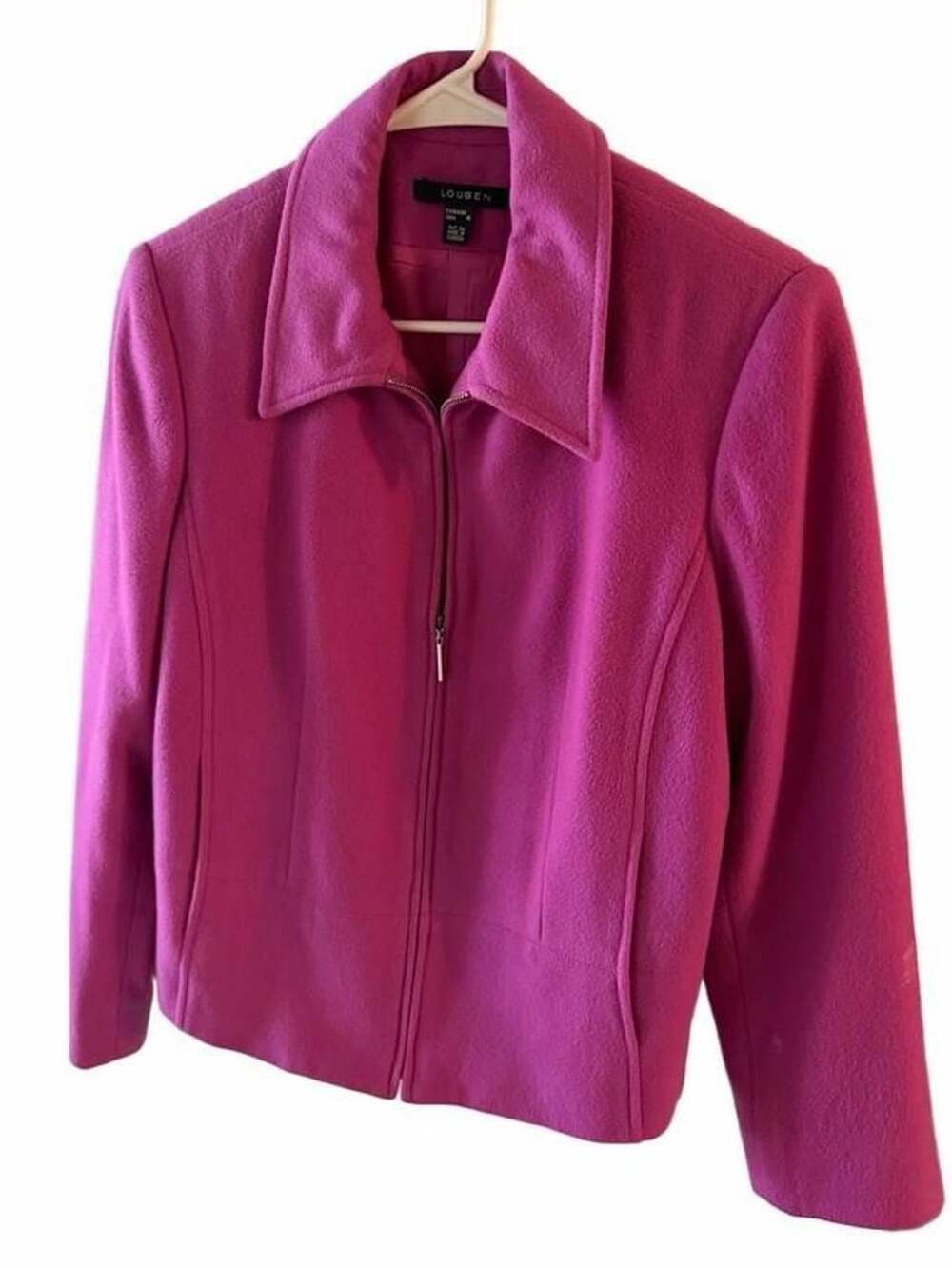 Louben Woman size 10 fuchsia zip up business casual blazer jacket